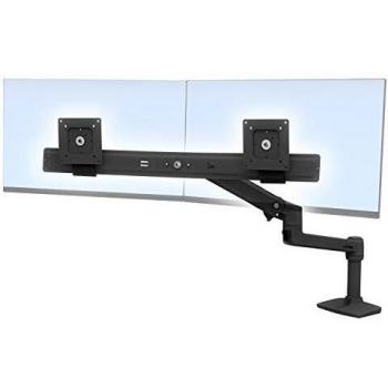 Ergotron LX - Mounting kit (articulating arm, 2 pivots, dual displays bow, base, 2-piece desk clamp, 8 pole, extension) - for 2 LCD displays - dual direct - matte black - screen size: up to 25