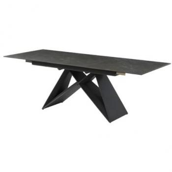 Mesa de Comedor Extensible LIBSY - 6 a 8 Comensales - Cerámica y Metal - Negro