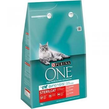 Purina One - Gatos Esterilizados rico en Salmón y Trigo, 3 Kg