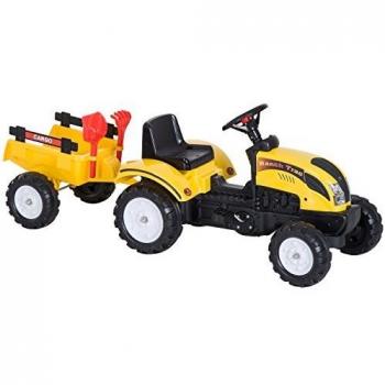 Tractor Pedal con Remolque para Niños 3 Años Juguete de Montar Coche de Pedales Carga 35kg 133x42x51cm Hierro y Plástico