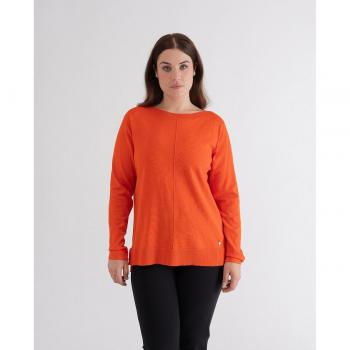 October - Jersey de mujer de cuello barca con manga larga y nervio central