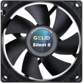 Gelid Solutions Silent 8 Black - 80mm Fan | Quiet Operation | Optimized Fan Blades | High airflow | 3-Pin