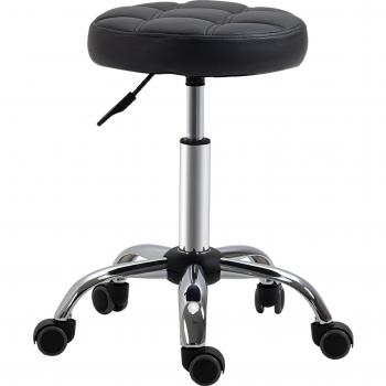 Taburete Giratorio con Ruedas Regulable en Altura Ø35,5 cm - Negro/Blanco