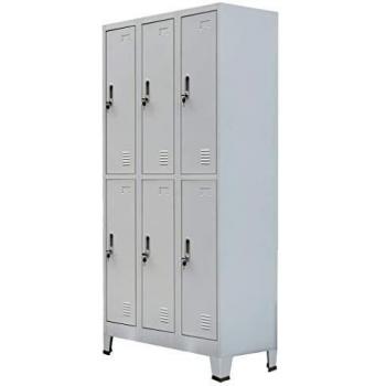 vidaXL Locker Cabinet with 6 Compartments Steel 90x45x180 cm Grey