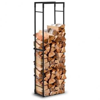 Estante para leña - Capacidad 30 kg - Dimensiones 40 x 25 x 150 cm - Acero negro