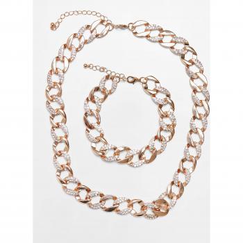 Urban Classics Basic Gold Diamond Necklace and Bracelet Set