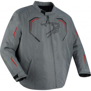 Bering Dundy King Size Chaqueta de Moto Textil Impermeable Gris-Rojo (L)