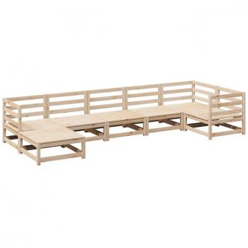 7 Piece Solid Pine Wood Garden Sofa Set