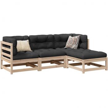 4-Piece Solid Pine Garden Sofa Set
