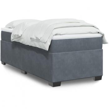 Cama box spring suave con colchón gris oscuro 100x200 cm de terciopelo