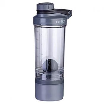 Contigo Shake And Go FIT Compartment Botella de Hidratación, Unisex adulto, Negro, Única