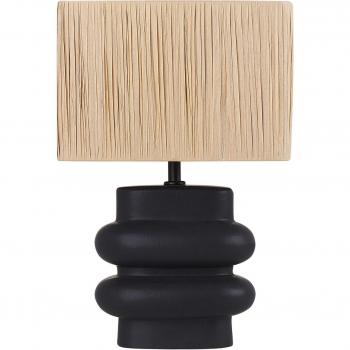 Lámpara de Mesa Cerámica Negra y Natural con Pantalla Rectangular Judy - Estilo Minimalista Contemporáneo