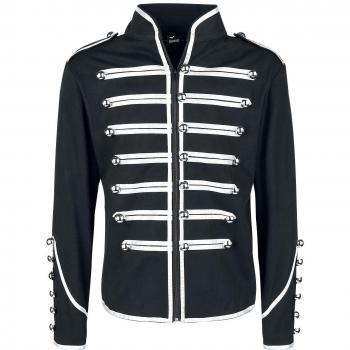 Banned Alternative Military Drummer Hombre Chaqueta de uniforme negro/plateado XXL