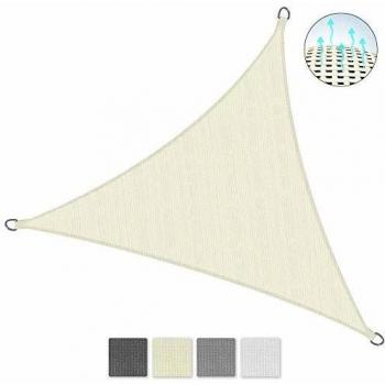 Toldo/parasol triangular Sol Royal SolVision, 300x300x300 cm, color crema, tejido HDPE transpirable, protección solar y UV
