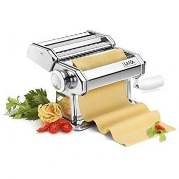 Máquina para hacer pasta Laica PM2000 permite accesorios para hacer más tipos de pasta, incluye pinza de fijación y manivela, se le puede añadir motor, en acero inxidable.
