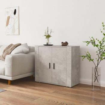 Aparador de madera contrachapada 80x33x70 cm en color gris hormigón, mueble de almacenaje para salón, buffet y armario auxiliar