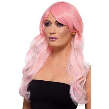 Smiffys Wig, Wavy, Long Fashion Ombre peluca ondulada, larga, color rosa, Talla única