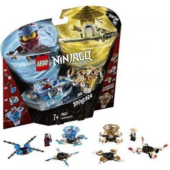 LEGO Ninjago - Spinjitzu Nya & Wu, peonzas azul y dorada de ninjas de juguete