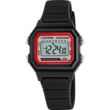 Reloj Calypso Digital Crush K5802/6 Unisex Correa de Caucho Negro Infantil