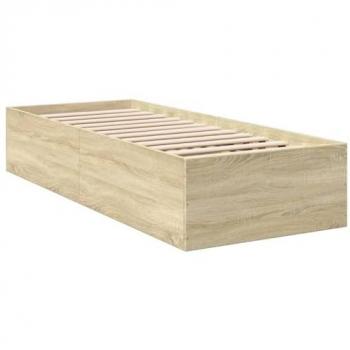Estructura de cama de madera de ingeniería roble Sonoma 75x190 cm, color marrón, sin colchón