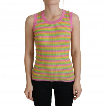 Multicolor Silk Vest Pullover Tank Top - Dolce & Gabbana, Sleeveless Tops, Female, Size: XS