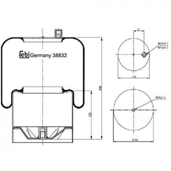 Fuelle de suspensión neumática Air Spring 38832 FEBI BILSTEIN