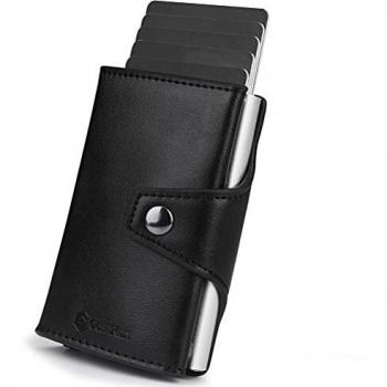 Tarjetero de RFID Bloqueo Cartera Tarjetero con Pop-up Metalico Caja Multiuso Bolsillos Mini Monedero Tarjeteros