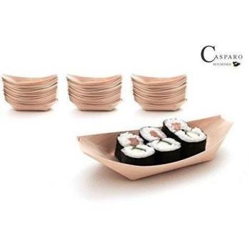 Plantvibes Platos de madera en forma de barco, 100% compostable & CO2-neutral - 100 botes ecológicos tamaño L - Vajillas desechables, Bandejitas desechables para aperitivos y tapas