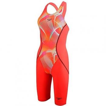 Speedo Fastskin Junior LZR Racer X Openback Kneeskin Bañador de Competición Largo, Niñas, Rojo