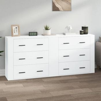 Aparadores 2 uds madera contrachapada blanco Mueble de Almacenaje de Salón, Buffet para salón, Armario Auxiliar, Armario de Almacenamiento