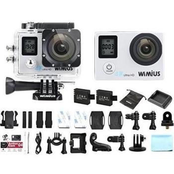 WiMiUS Q4 actualización 4 K Cámara de acción con 2.0 LCD Pantalla y 0,66 pantalla de estado, 16 MP, 170 ° gran angular, juego de 20, todo en uno, tarjeta SD excluir, pantalla de 2.0 inches, color Q4 Sliver