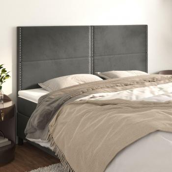 Cabecero de terciopelo gris oscuro 4 piezas 80x5x78/88 cm