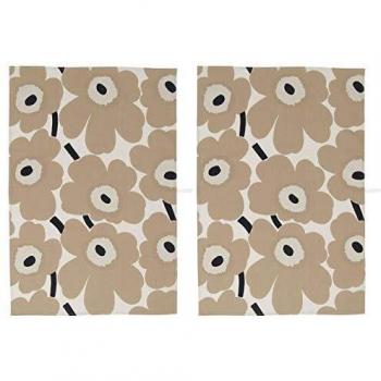 Marimekko - Paños de cocina, trapos de cocina, paños de secado - Pieni Unikko - Beige Off-White - Juego de 2