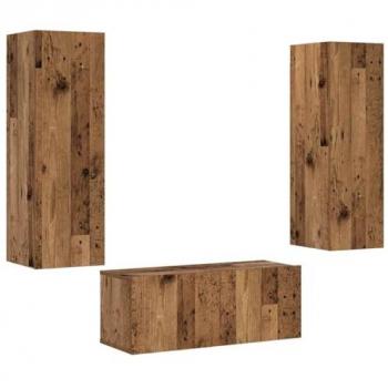 Muebles de TV de Pared 3 Piezas Madera Vieja Compuesto