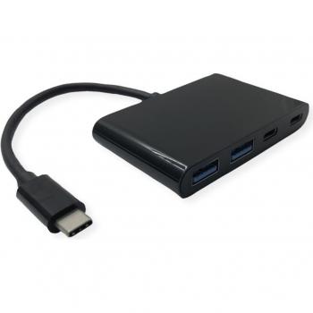 Concentrador USB 3.2 Gen 1 de 4 Puertos (2x A + 2x C) con Cable USB-C, Negro, 17cm
