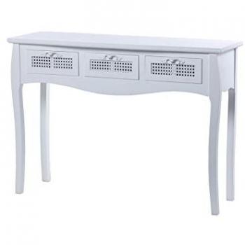 Consola Blanca de Paulownia con 3 Cajones, 109,5x35x78 cm - Mueble de Entrada Decorativo y Funcional