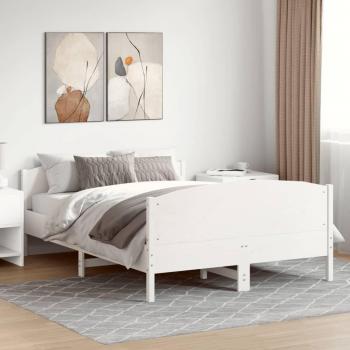 Cama sin colchón 135x190 cm de madera maciza de pino blanca con cabecero