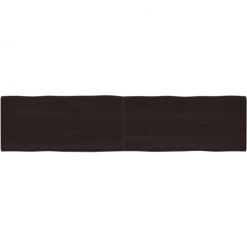 Tablero de mesa madera tratada roble borde natural marrón oscuro 220x50x(2-6)cm