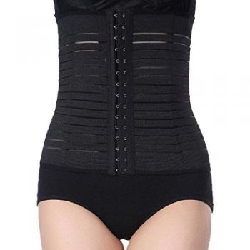 Tangda Mujer Postparto Recuperación Faja Reductora Cintura Abdomen Lencería Moldeadora Corset con 4 Filas de 15 Ganchos Elástica Transpirable Adelgazamiento Underbust Cincher Shapewear
