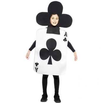 Disfraz de As de Trébol Infantil - Incluye túnica con diseño de carta, gorro a juego, fabricado en poliéster, disponible en tallas para niños, ideal para fiestas temáticas y carnavales