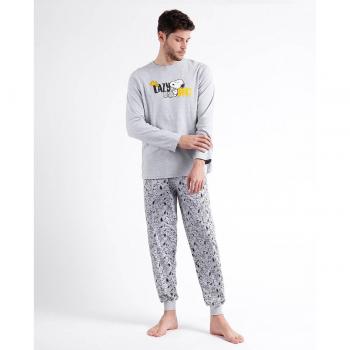 Pijama largo de hombre PEANUTS con diseño Snoopy en color gris