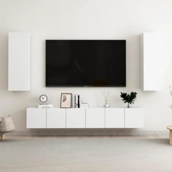 vidaXL Set de muebles de salón 5 piezas madera ingeniería blanco brillo