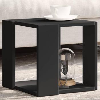 Mesa de centro negra 32x32x30 cm en madera multicapa y madera de ingeniería