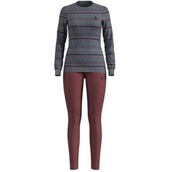 Odlo Active Warm X-mas St - Conjunto térmico para Mujer, Unzutreffend, Active Warm X-Mas St Thermo Set, Mujer, Color Grey Melange - Roan Rouge, tamaño Small