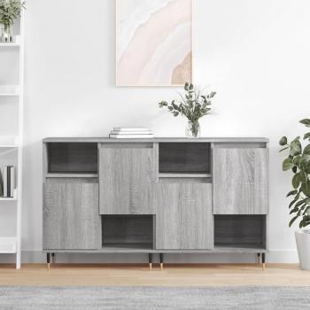 Aparador de 2 piezas en madera contrachapada gris Sonoma, mueble de almacenaje para salón, buffet y armario auxiliar