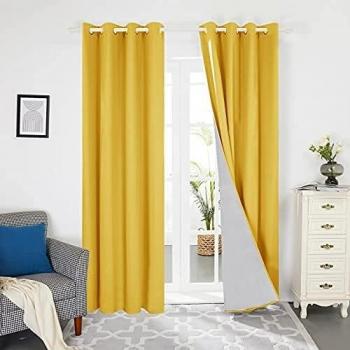Deconovo Cortinas Salon Dormitroio Aislantes Térmicas con un Forro 2 Piezas 117 x 229 cm Amarillo