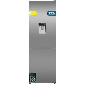 Frigorífico Combi Cecotec Bolero 322L Inox con Dispensador de Agua, No Frost, Multi Airflow, Alarma de Puerta, Control de Temperatura y Dimensiones 185,5x59,5cm