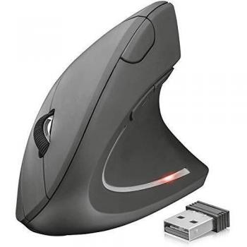 Trust Verto Ratón Vertical, Ratón Ergonómico Inalámbrico 800/1200/1600 DPI, 2.4GHz, Microrreceptor USB, Iluminado, para PC, Ordenador, Laptop, Desktop, Mac - Negro
