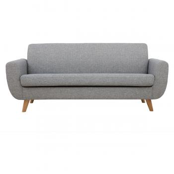 Sofá nórdico 3 plazas gris claro y madera PURE Miliboo