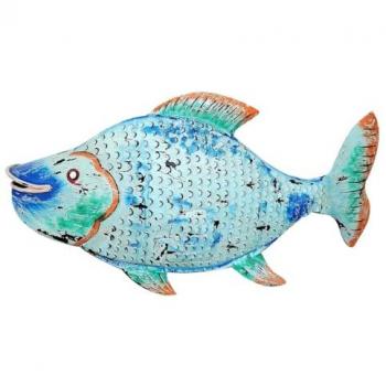 Figura de Pez Azul Portavelas Marinero - 60x110x26cm